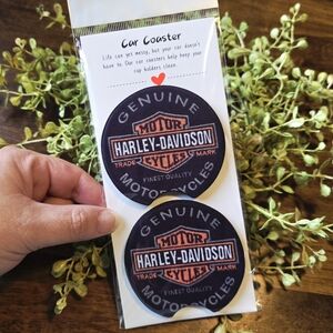 Harley-Davidson Black and Orange Car Coasters